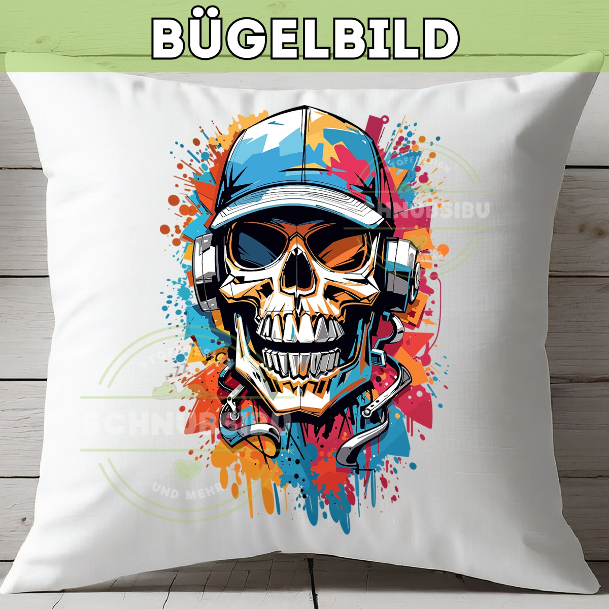 Bügelbild Colorful Skull
